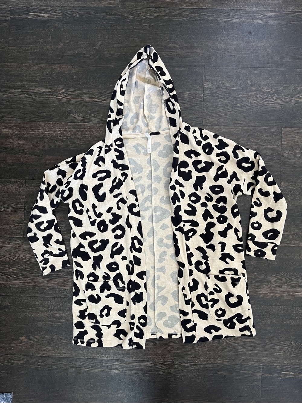 LuLaRoe Leopard Print Hooded Open Cardigan - Black & Cream